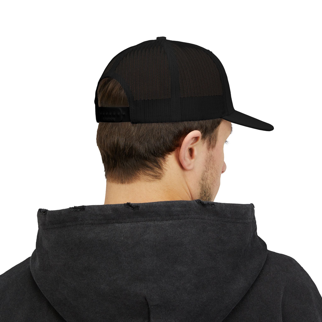 Fostech Embroidered Trucker Cap — Black & White Snapback Hat