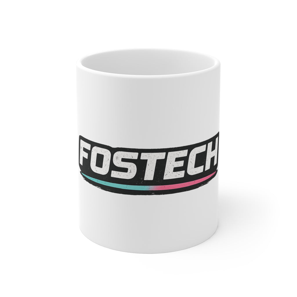 FOSTECH Logo 11oz Mug — 'Avoid Warranties' Retro Badge Coffee Cup