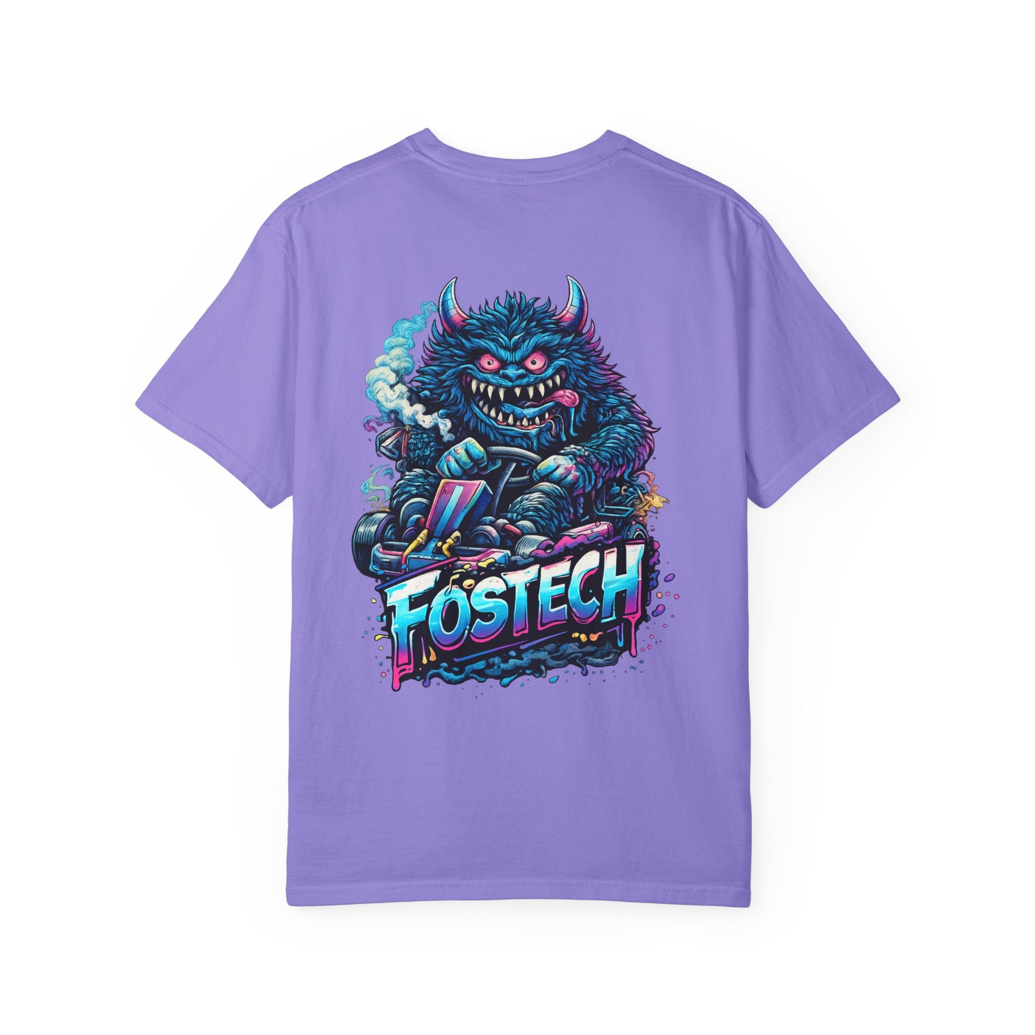 FOSTECH Monster Graphic T-Shirt — Retro Neon Skateboard Illustration
