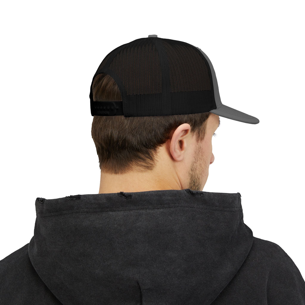 Fostech Embroidered Trucker Cap — Black & White Snapback Hat