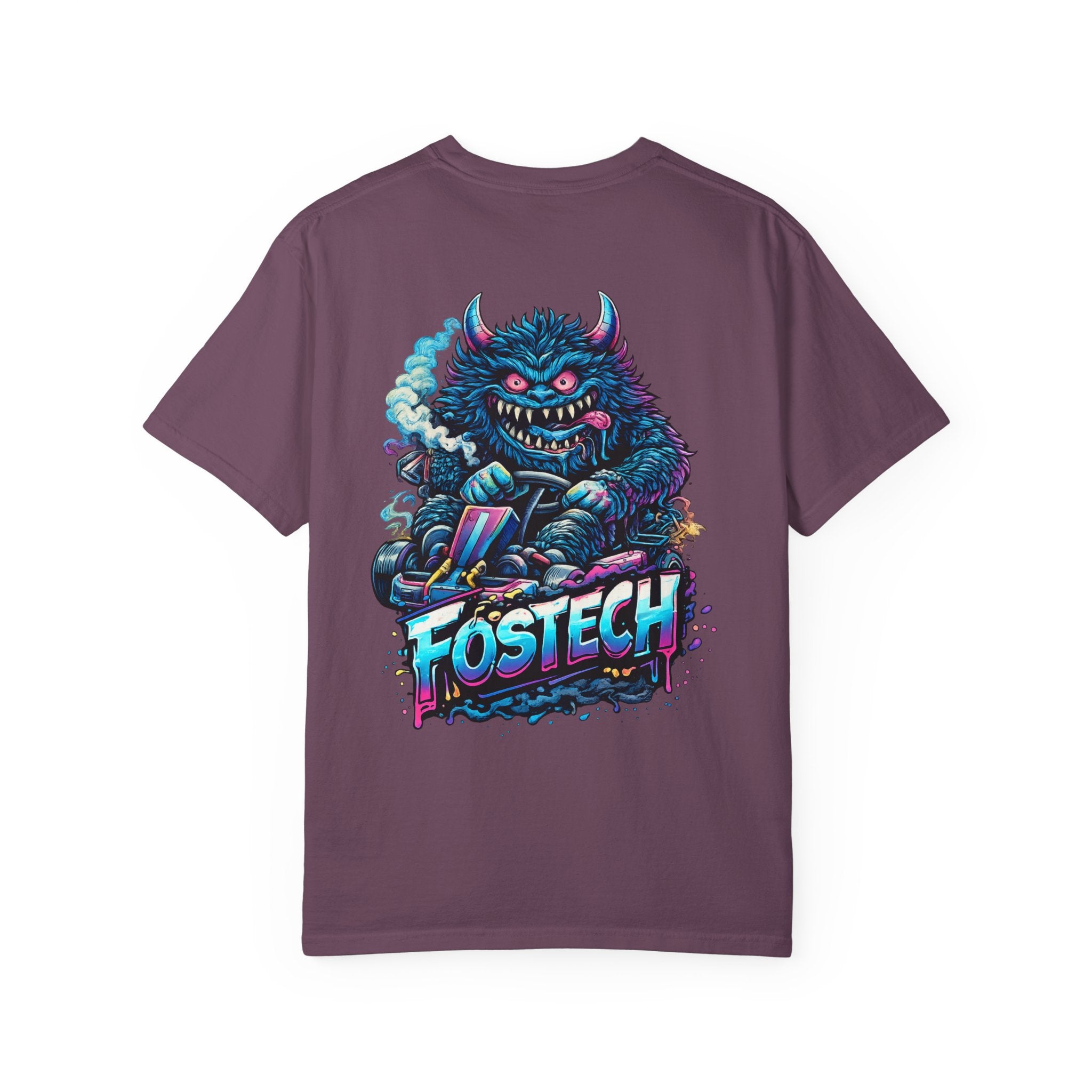 FOSTECH Monster Graphic T-Shirt — Retro Neon Skateboard Illustration