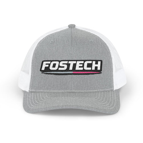 Fostech Embroidered Trucker Cap — Black & White Snapback Hat