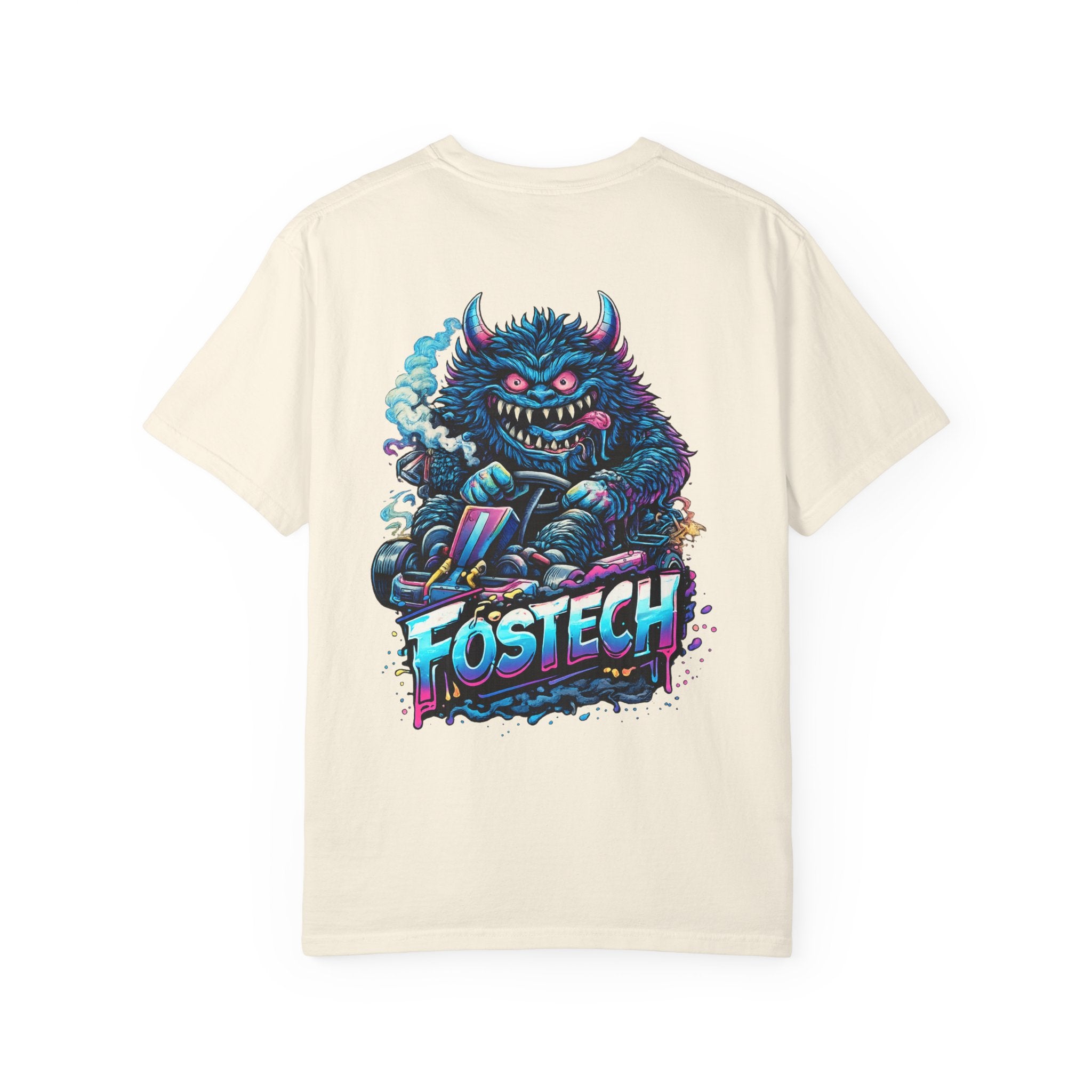 FOSTECH Monster Graphic T-Shirt — Retro Neon Skateboard Illustration
