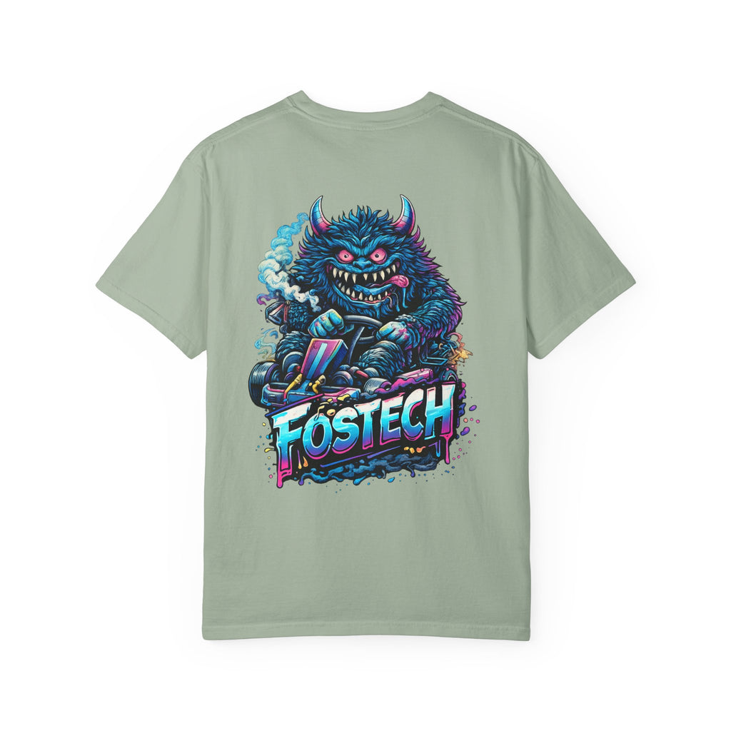 FOSTECH Monster Graphic T-Shirt — Retro Neon Skateboard Illustration