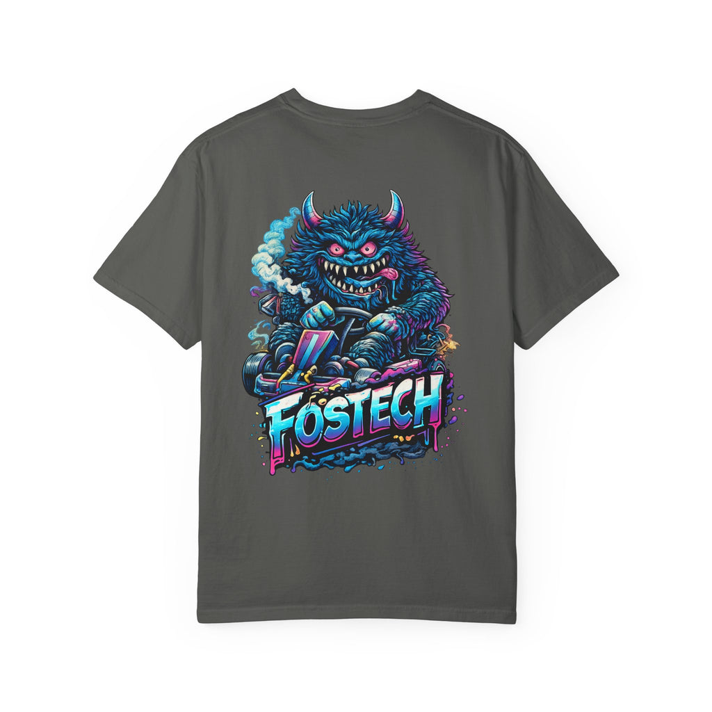 FOSTECH Monster Graphic T-Shirt — Retro Neon Skateboard Illustration