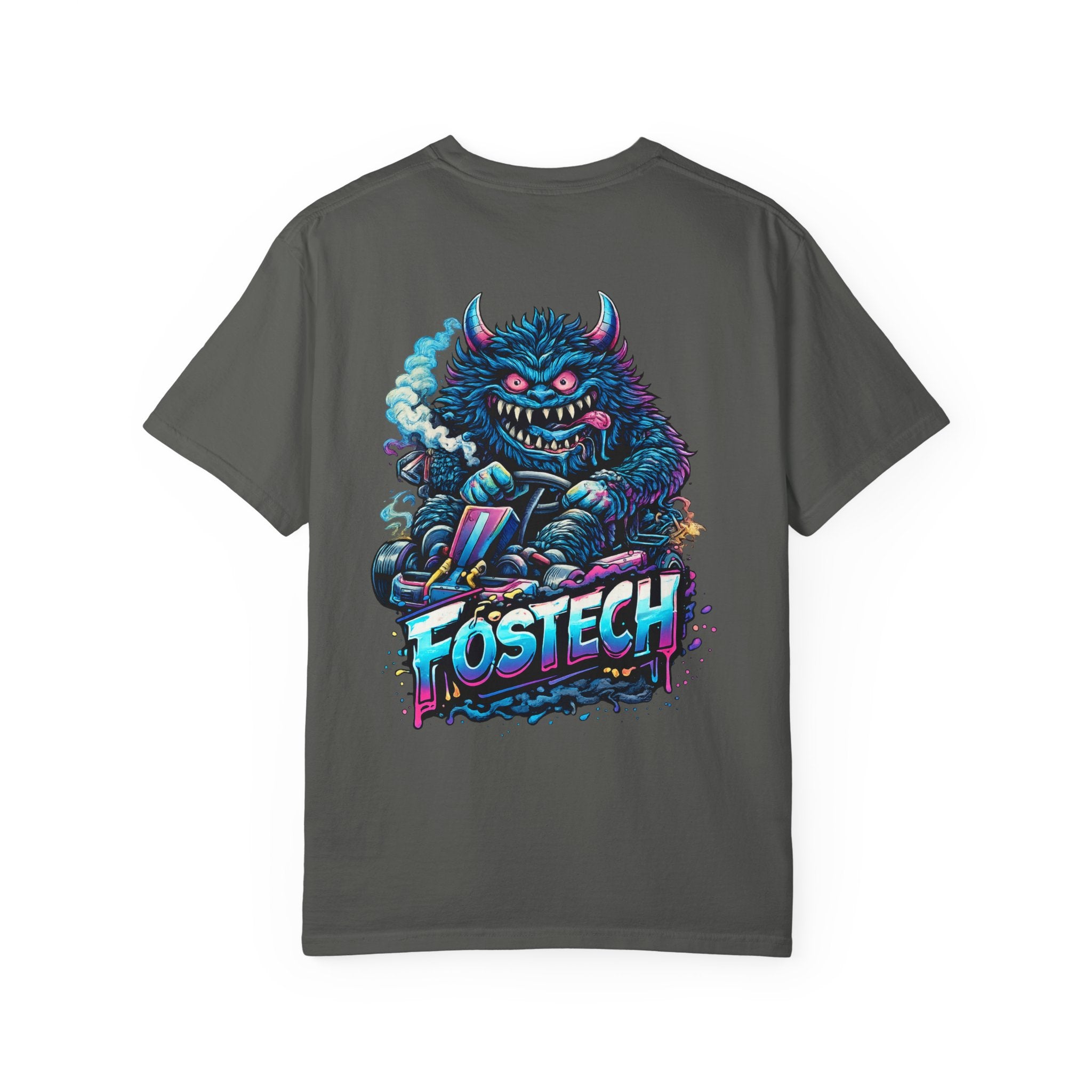 FOSTECH Monster Graphic T-Shirt — Retro Neon Skateboard Illustration