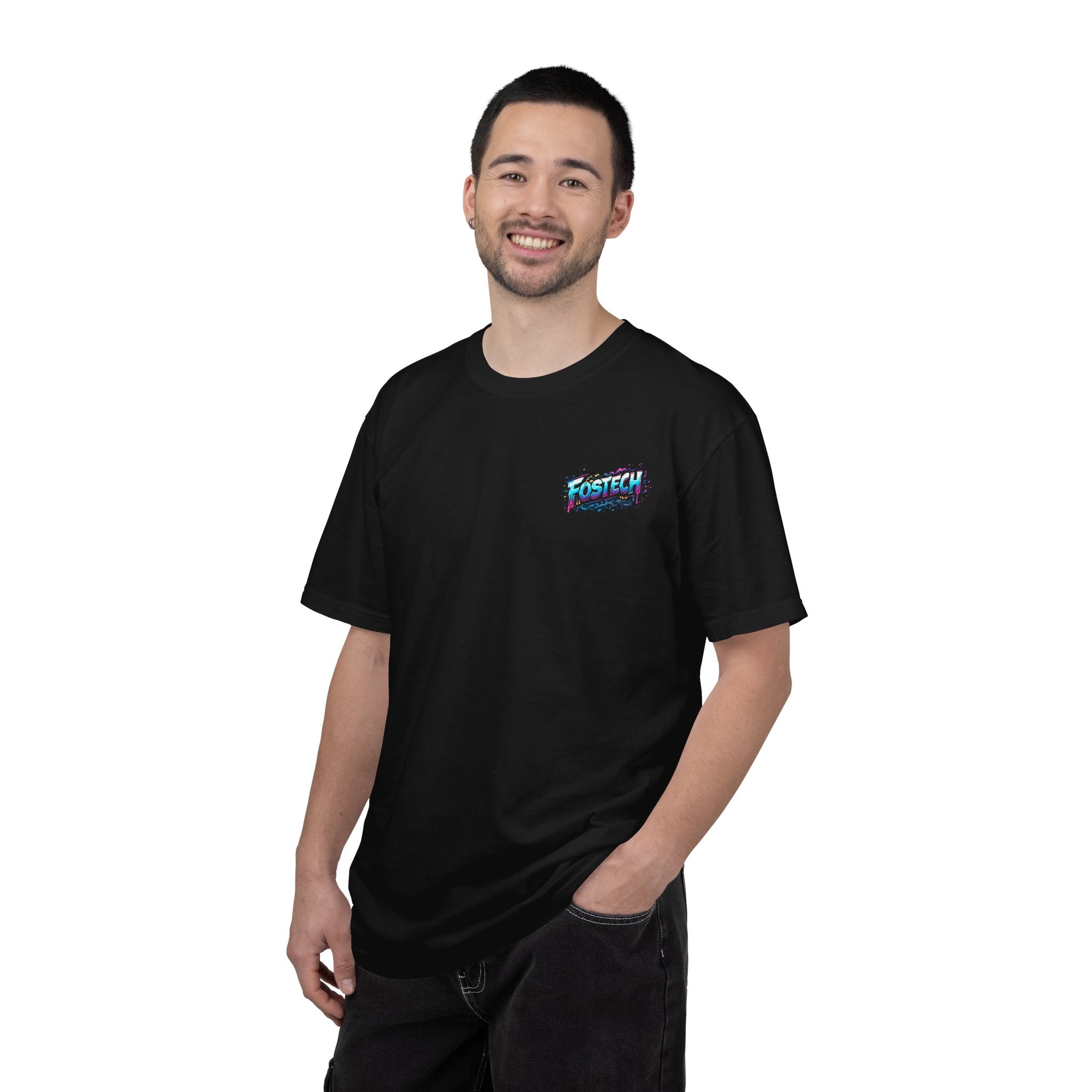 FOSTECH Monster Graphic T-Shirt — Retro Neon Skateboard Illustration