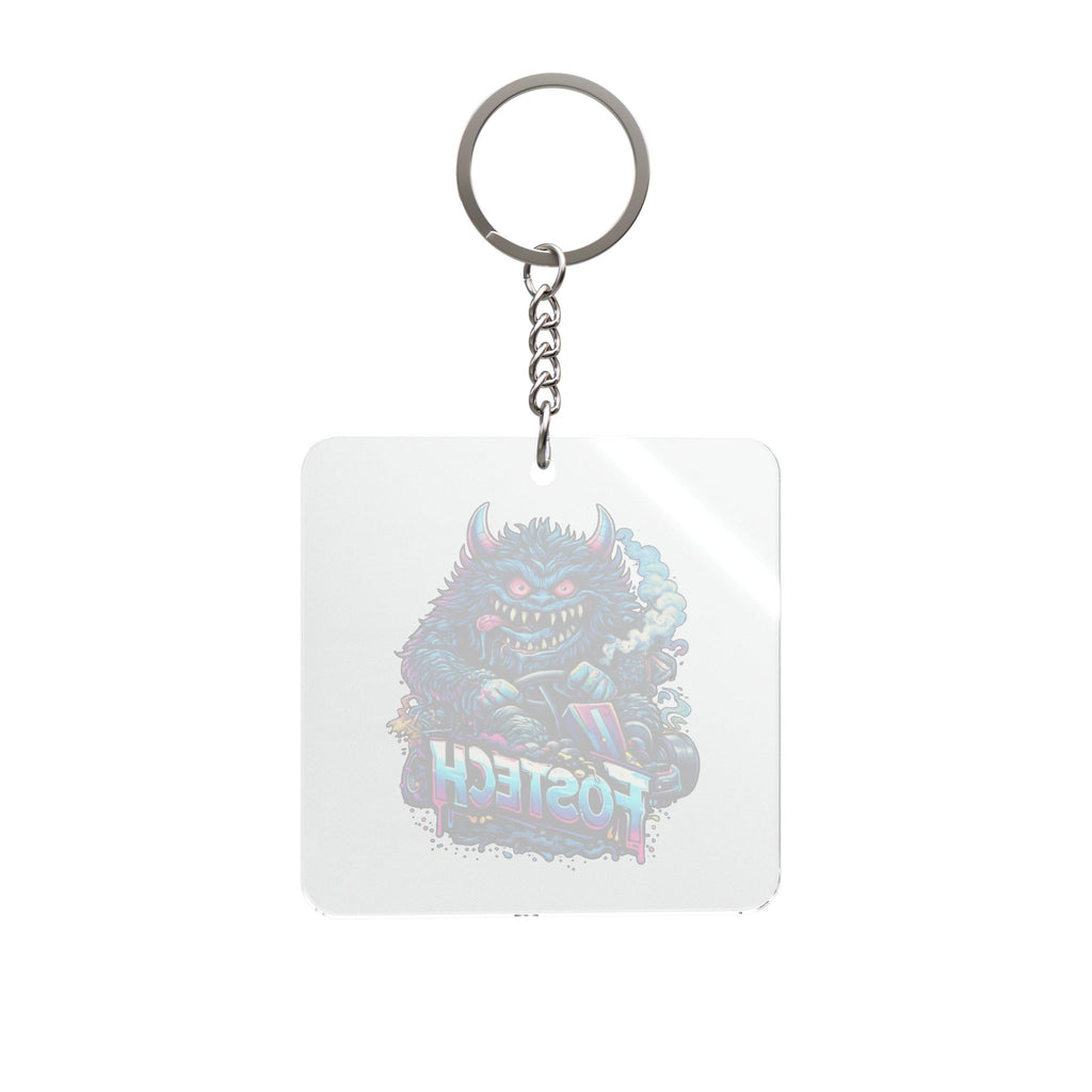 Square Keychain — Colorful Monster 'FOSTECH' Acrylic Keyring