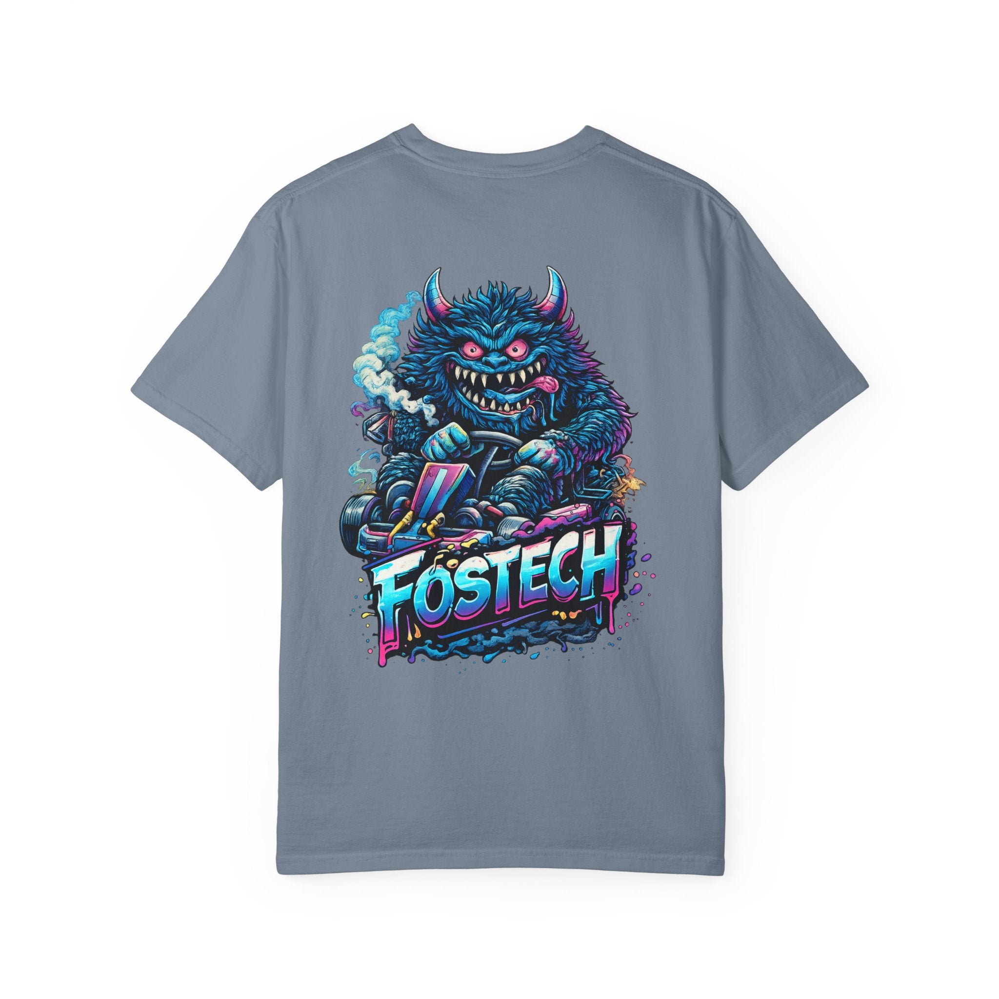 FOSTECH Monster Graphic T-Shirt — Retro Neon Skateboard Illustration