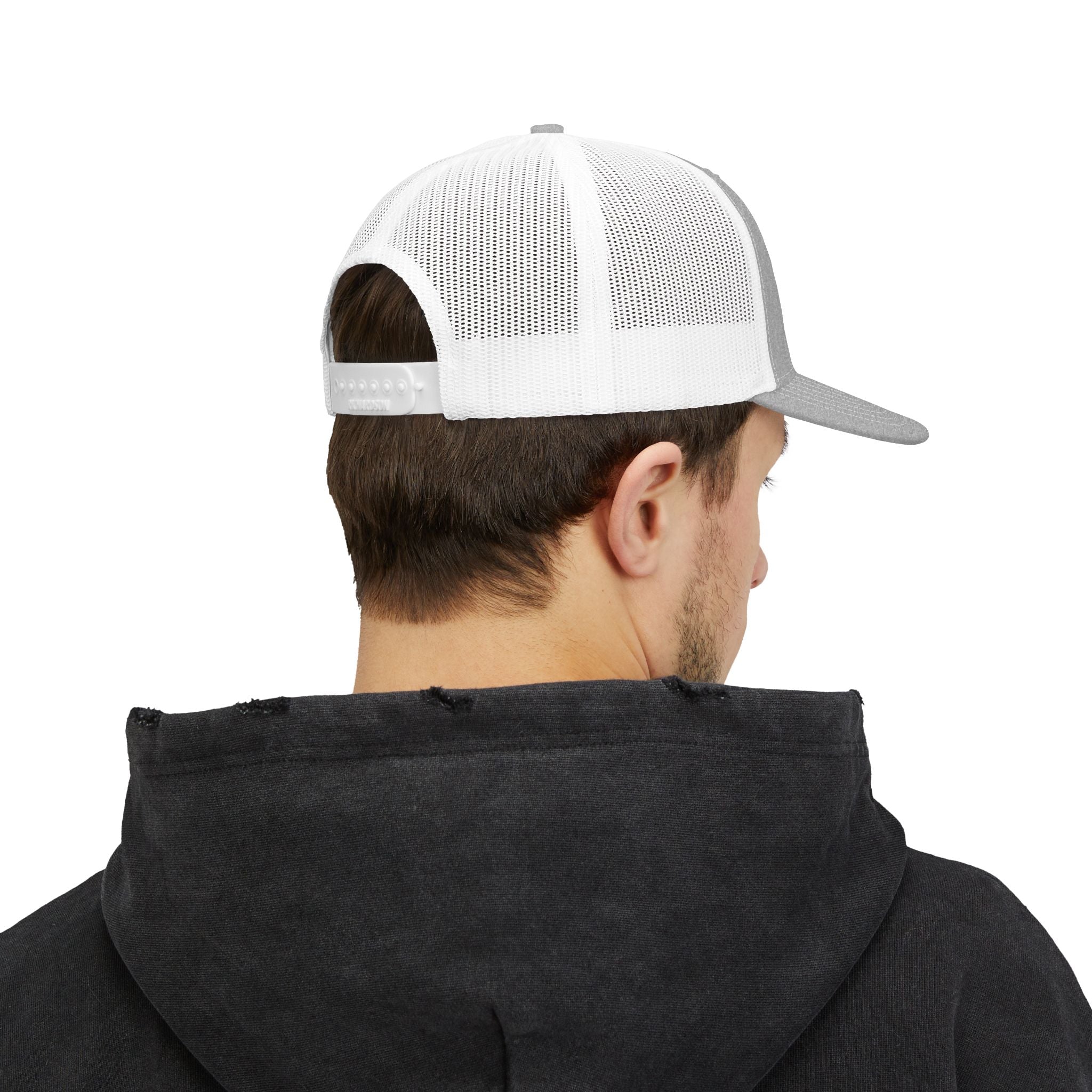 Fostech Embroidered Trucker Cap — Black & White Snapback Hat