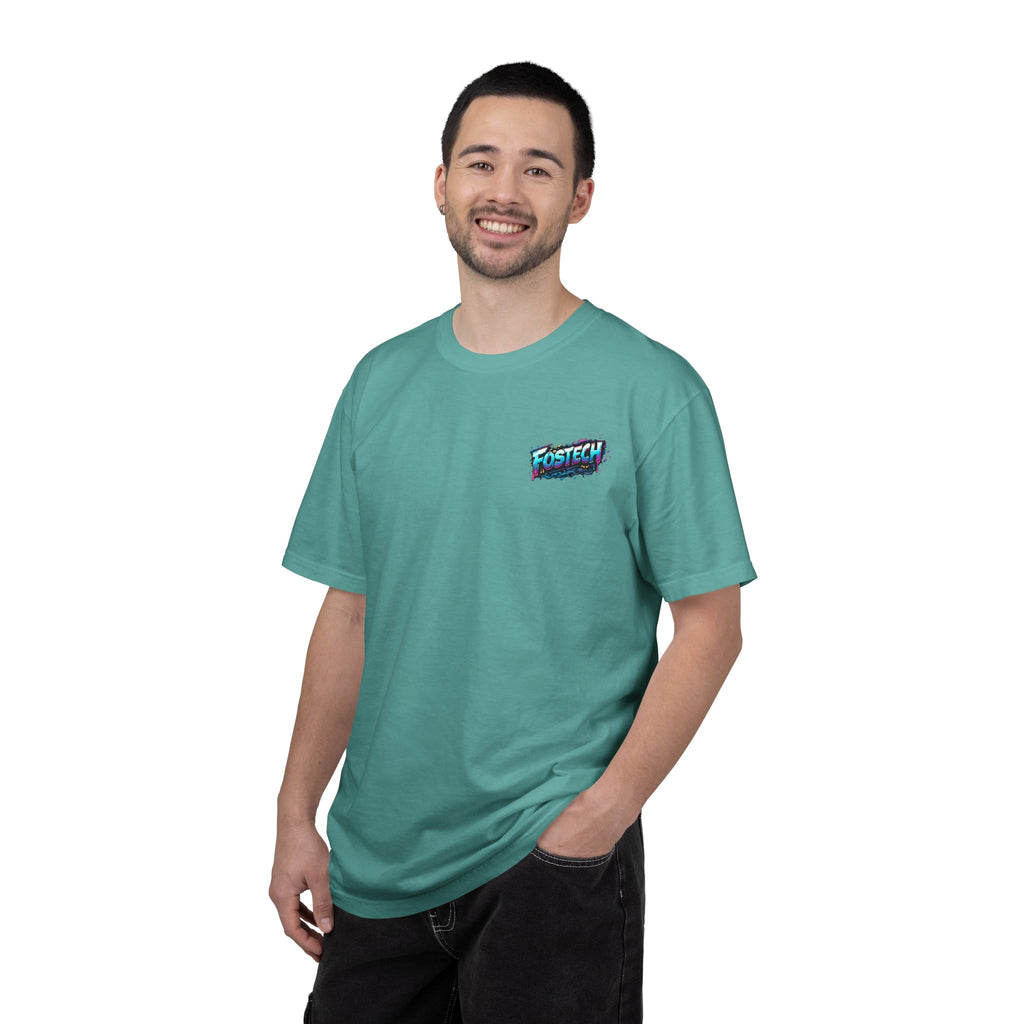 FOSTECH Monster Graphic T-Shirt — Retro Neon Skateboard Illustration