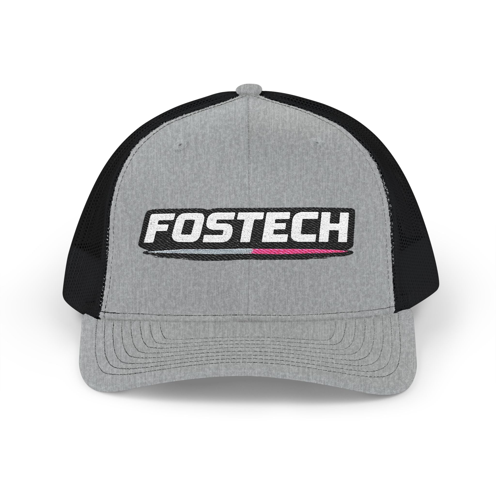 Fostech Embroidered Trucker Cap — Black & White Snapback Hat
