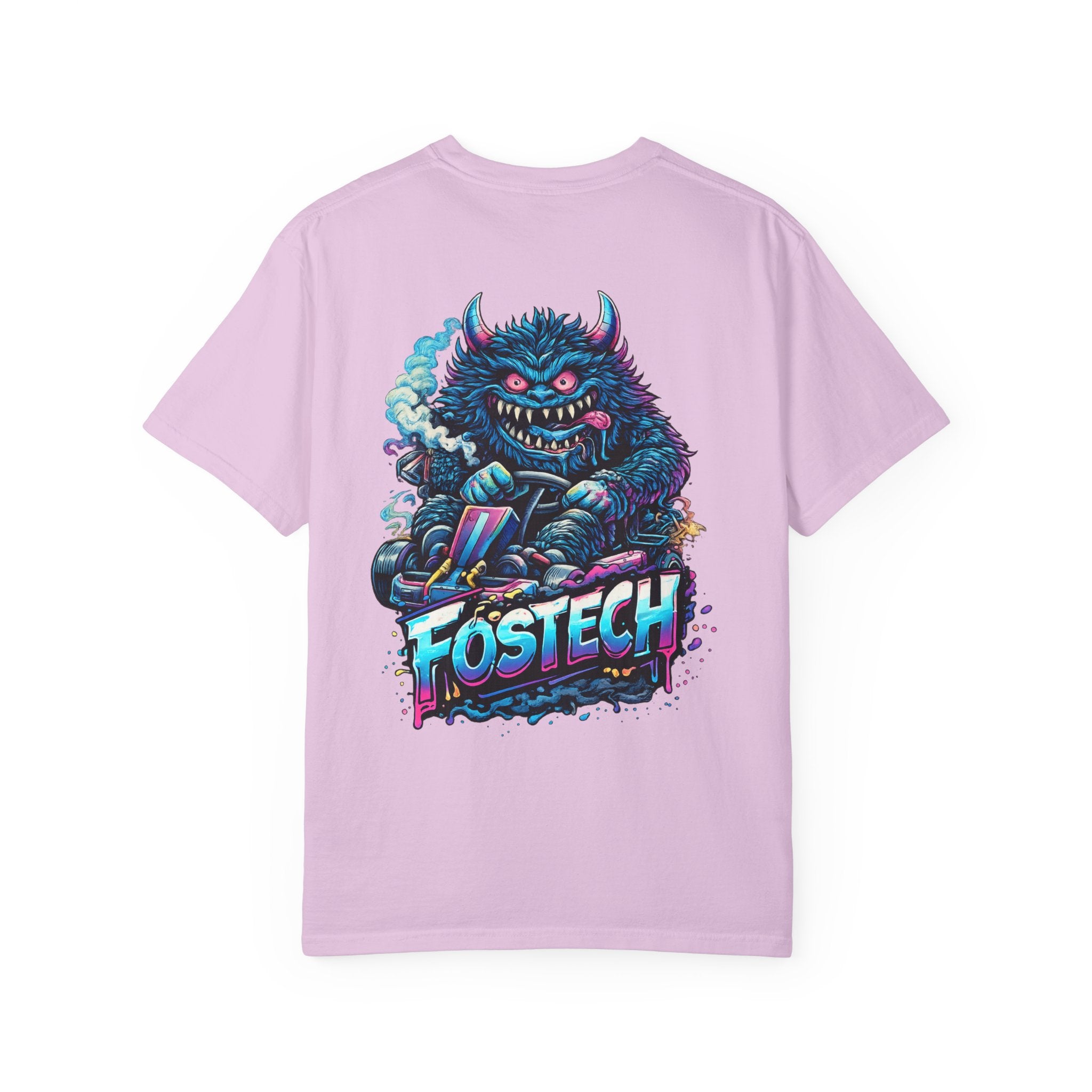 FOSTECH Monster Graphic T-Shirt — Retro Neon Skateboard Illustration
