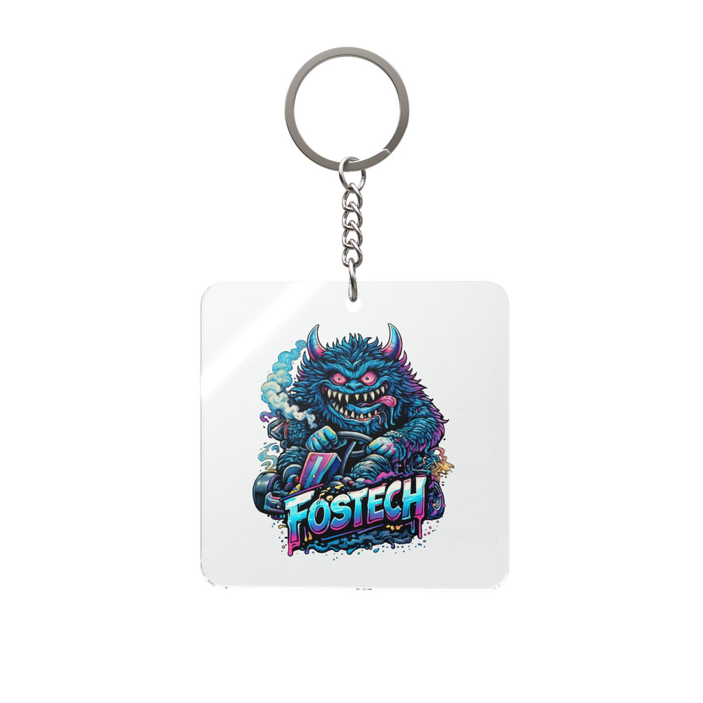 Square Keychain — Colorful Monster 'FOSTECH' Acrylic Keyring