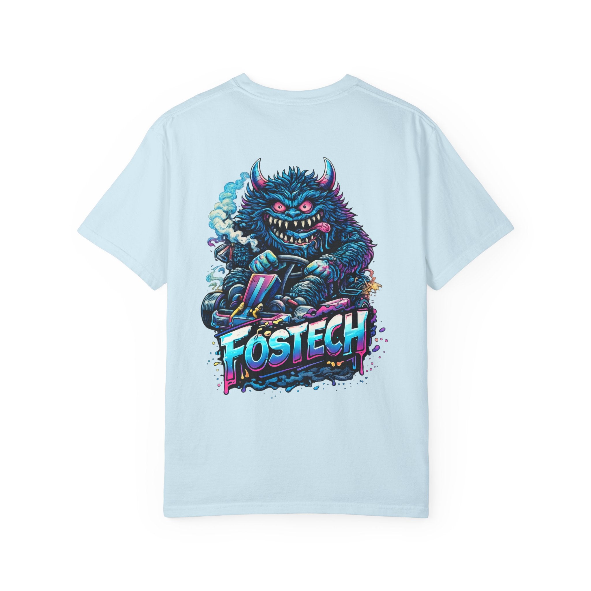 FOSTECH Monster Graphic T-Shirt — Retro Neon Skateboard Illustration